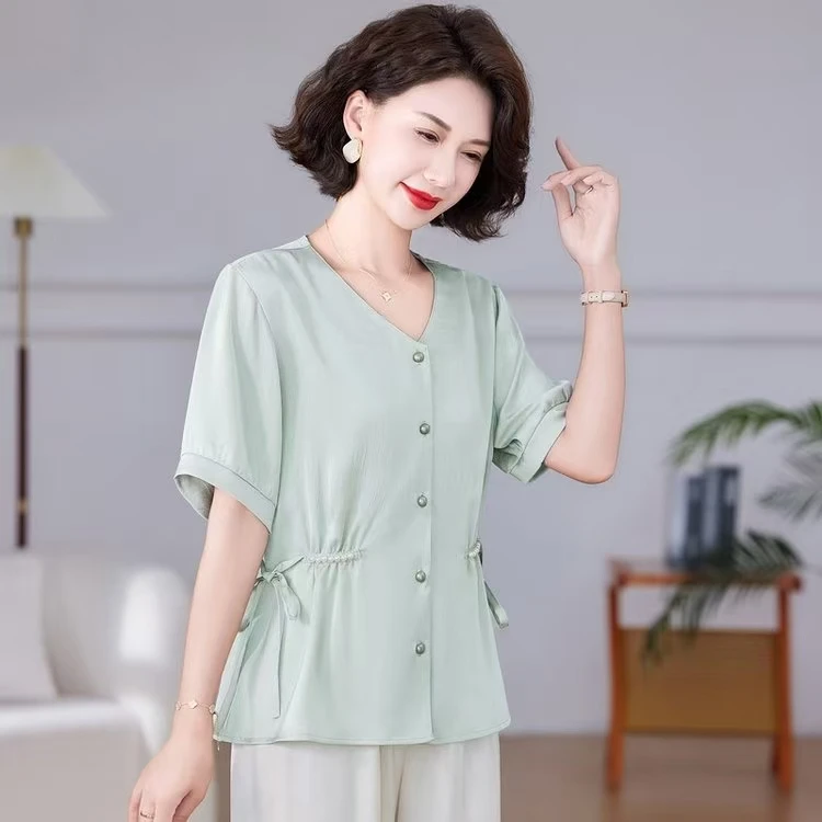 时尚中老年女装妈妈夏装夏季衬衫风778