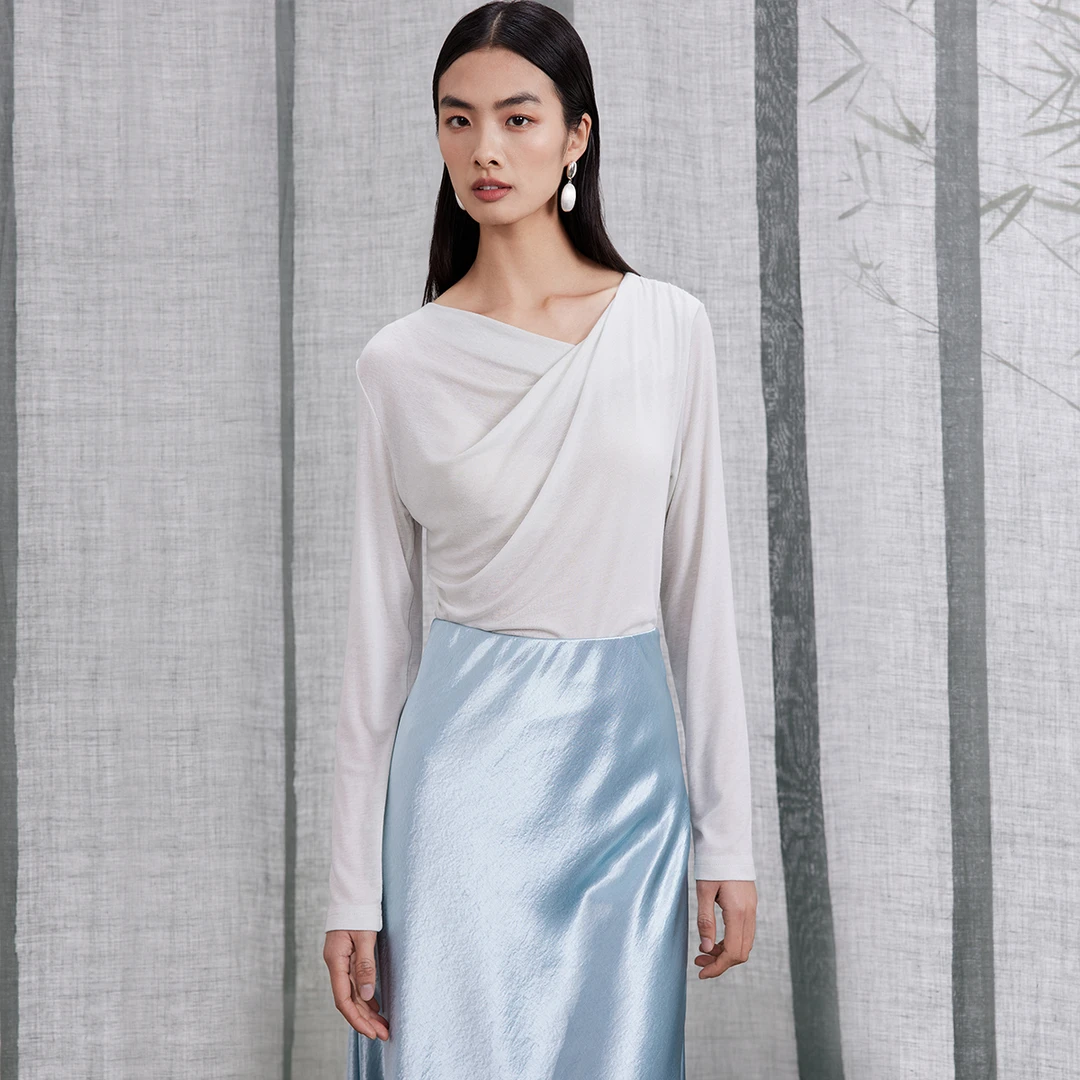 【含绵羊毛+天丝】针织衫女2025春夏新修身纯色百搭V领上衣