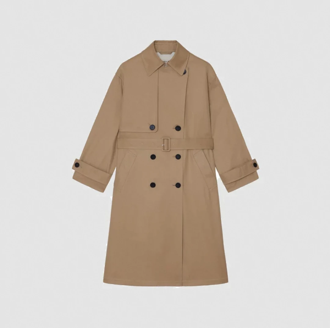 HUOHUO STUDIO 春季全棉斜纹风衣女时尚气质经典长款外套G0080