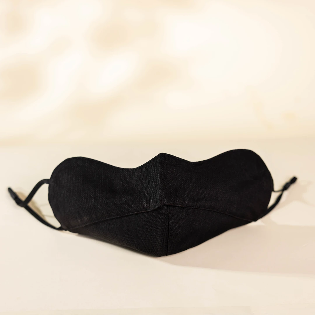 纳兰 【墨竹清影】黑色竹叶 真丝香云纱口罩（慢蓝S1768）