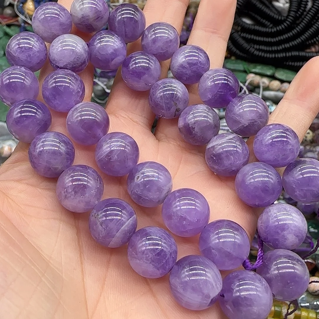 合金玛瑙/玉髓珠宝半成品紫水晶12mm一条