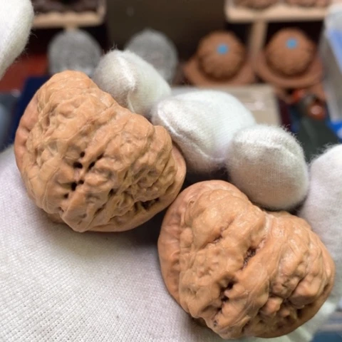 文玩核桃吊坠宝***果40全品货头山地红皮三角开背蹬腿蛤蟆