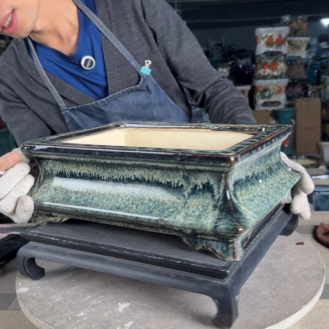 一风堂石湾花盆。高温裂瑕疵