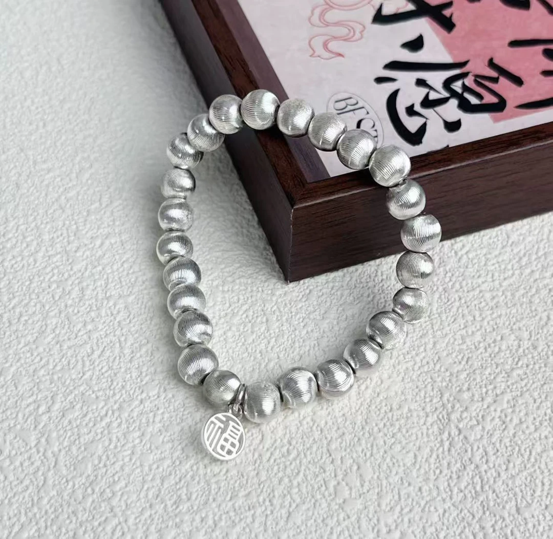 原创设计通用百搭复古猫眼拉丝福牌手链无礼盒 052