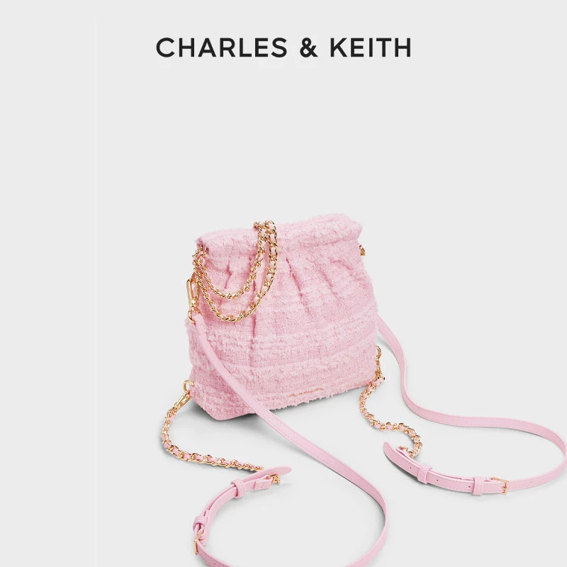 CHARLES & KEITH【商场同款】粗花呢迷你流浪双肩包女60782390-A