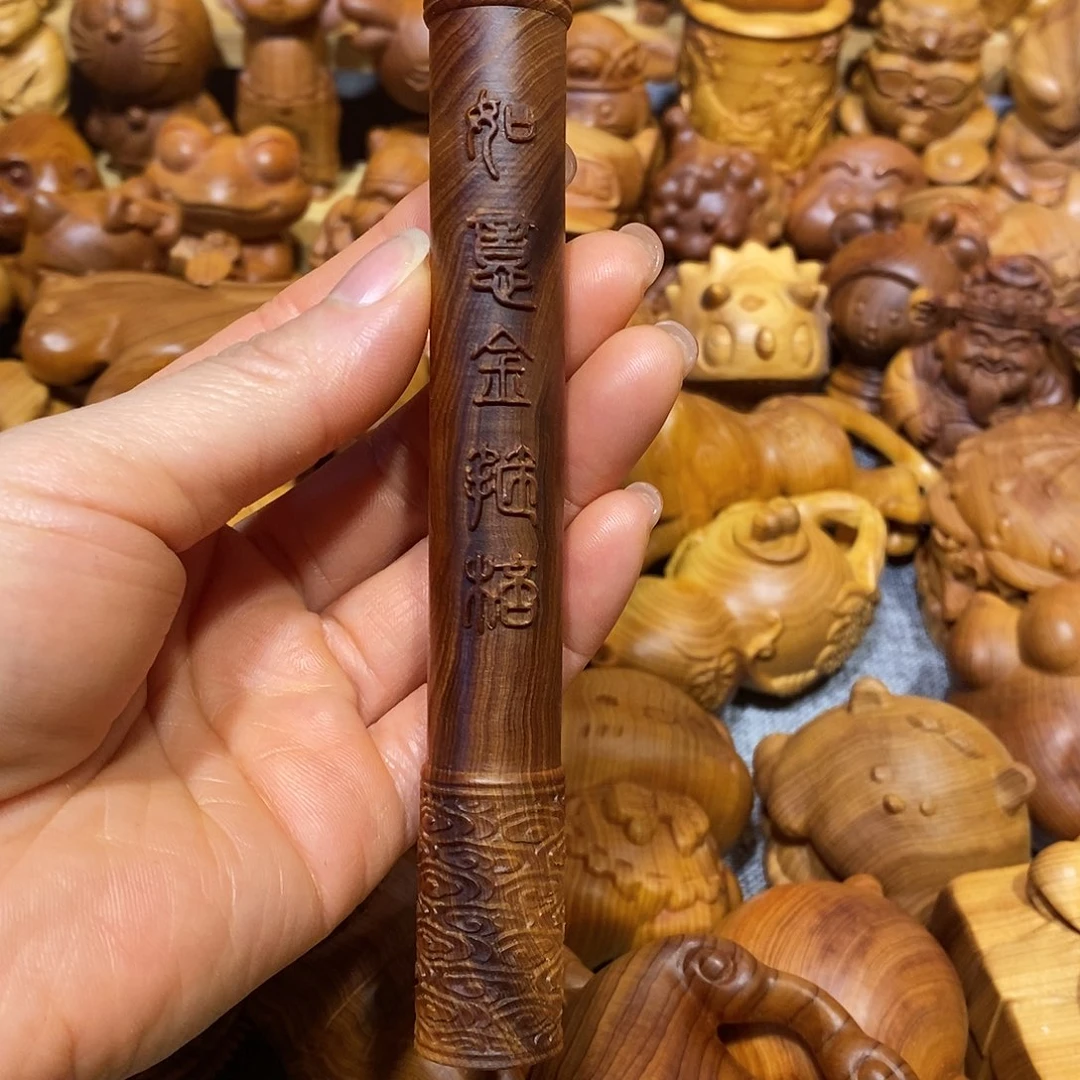 柏木（崖柏）肾***桃崖柏手把件，金箍棒