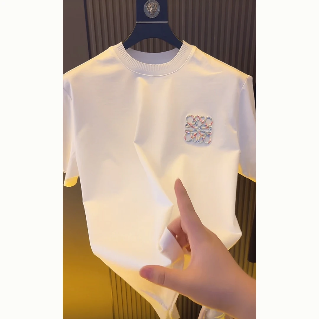 25夏季设计感潮牌百搭纯棉短袖T恤男宽松休闲刺绣半袖体袖时尚ins