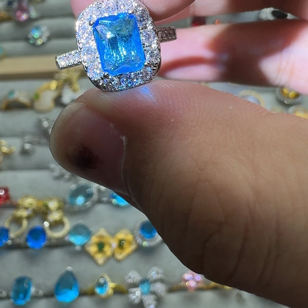 托帕石戒指银S925镶嵌