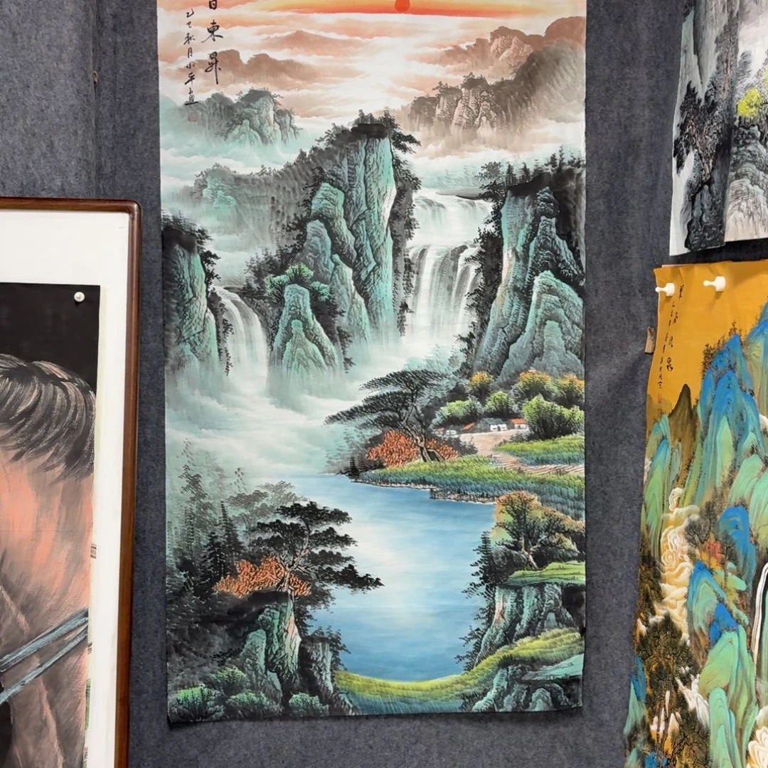 橄***2国画180×1米大六精品山水手绘画画画