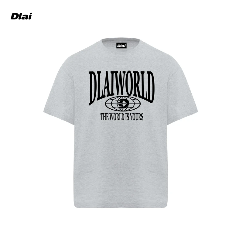 黑标DLAI（世界是你的）国潮重磅纯棉男女同款t恤短袖25新款胶浆