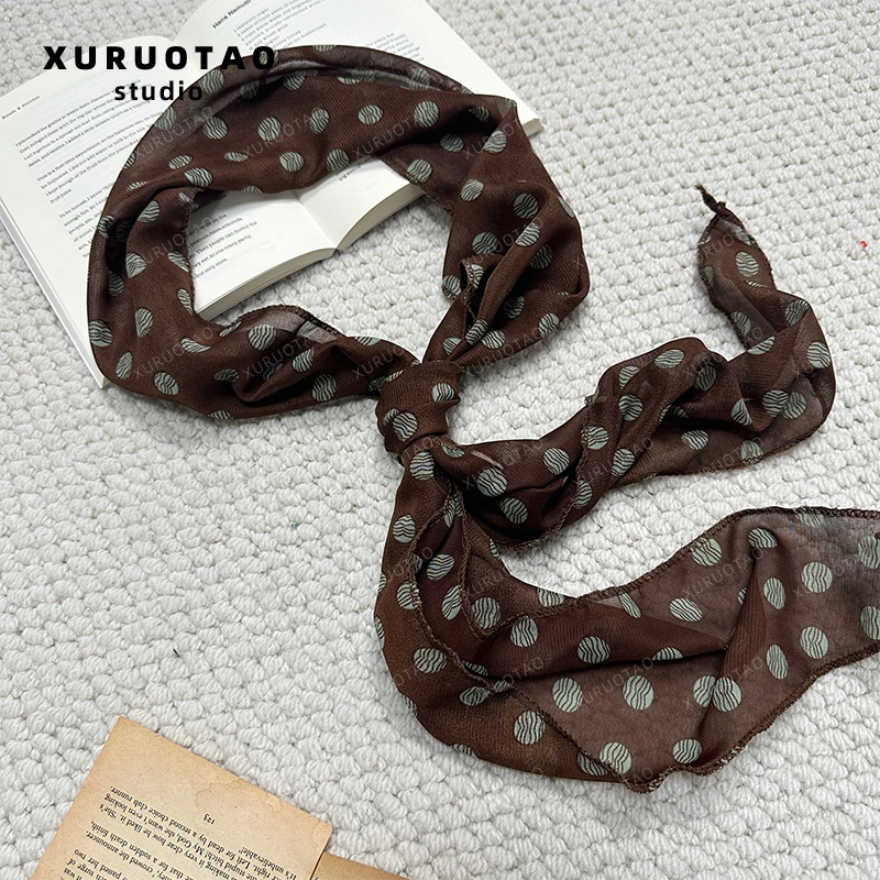 XURUOTAO 【棕色波点】气质百搭时尚长款丝巾 T5169