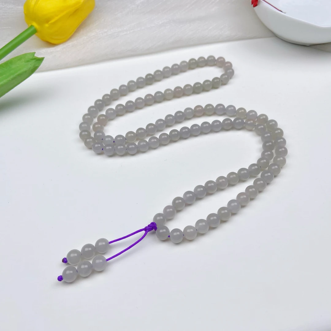 【麦子家族年终大促】天然和田玉烟紫卡6项链精致时尚百搭 D3510