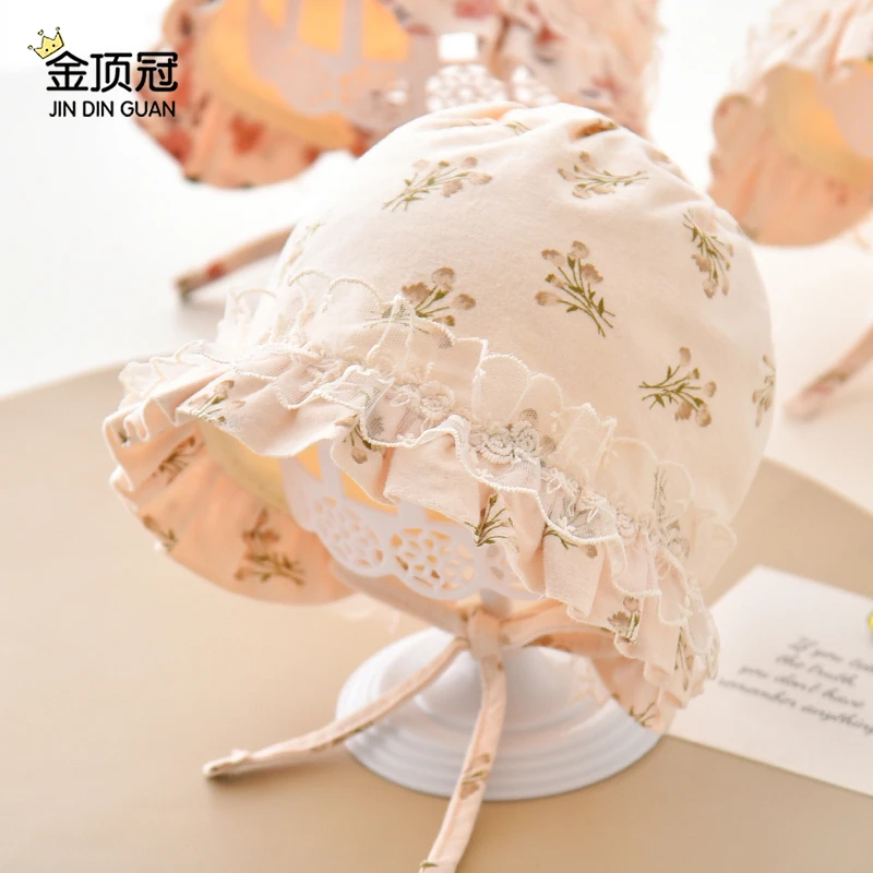 婴儿帽子春秋款纯棉a类新生婴幼儿女宝宝公主帽小月龄宫廷帽胎帽