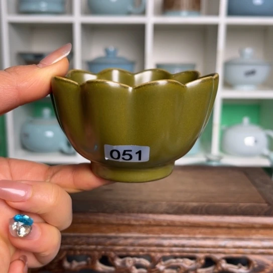 杯051茶叶末莲花杯支钉烧