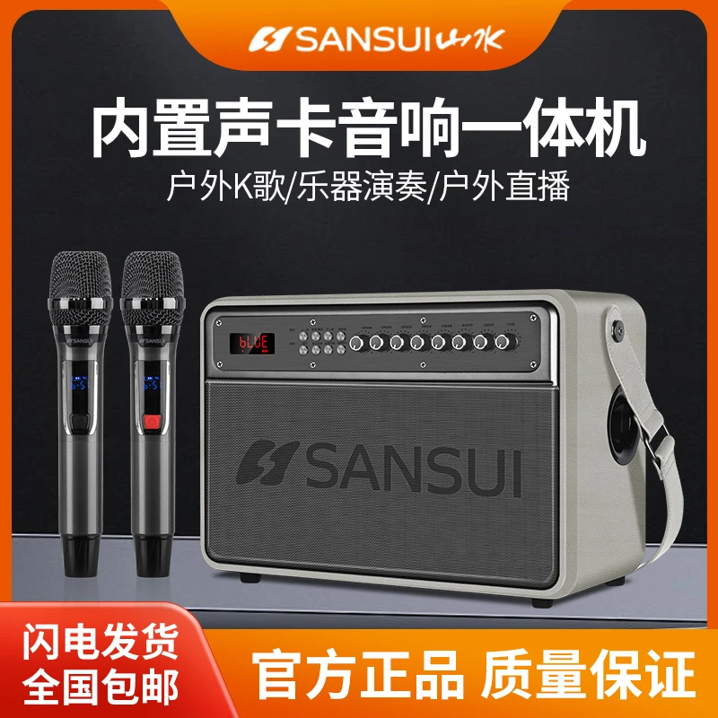 新款山水SS801室内户外便携式带OTG蓝牙乐器K歌声卡音响一体机