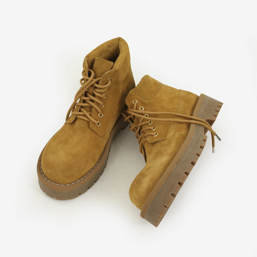头层牛反绒磨砂经典户外踢不烂大黄靴男款马丁靴厚底高帮工装短靴