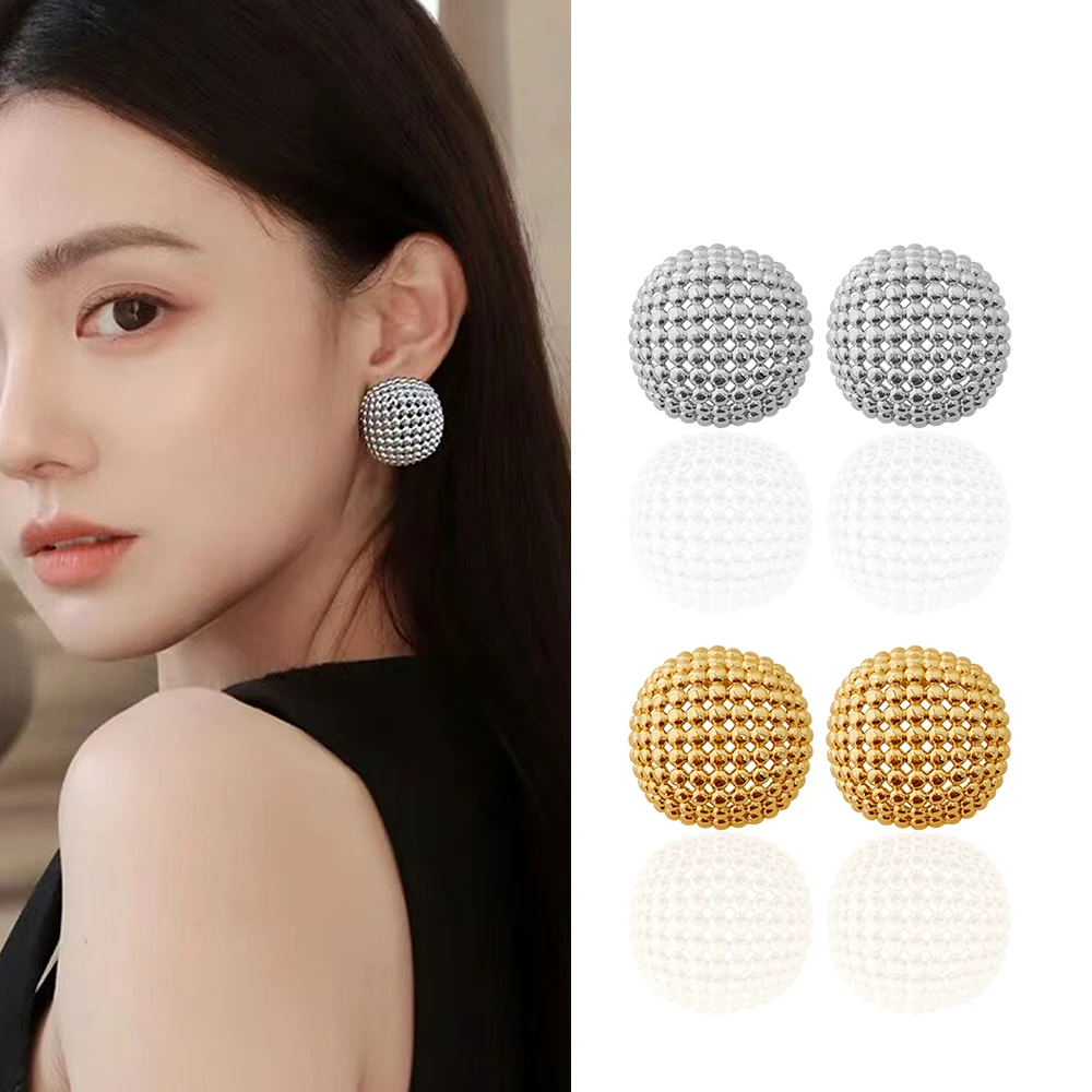 铜合金耳饰 【骁漾专属】镂空圆球耳钉金属小众时尚耳环夸张N10072