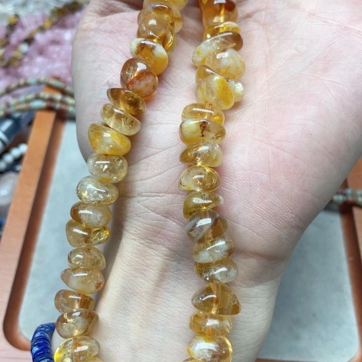 玛瑙/玉髓合金珠宝半成品一条12mm黄塔晶