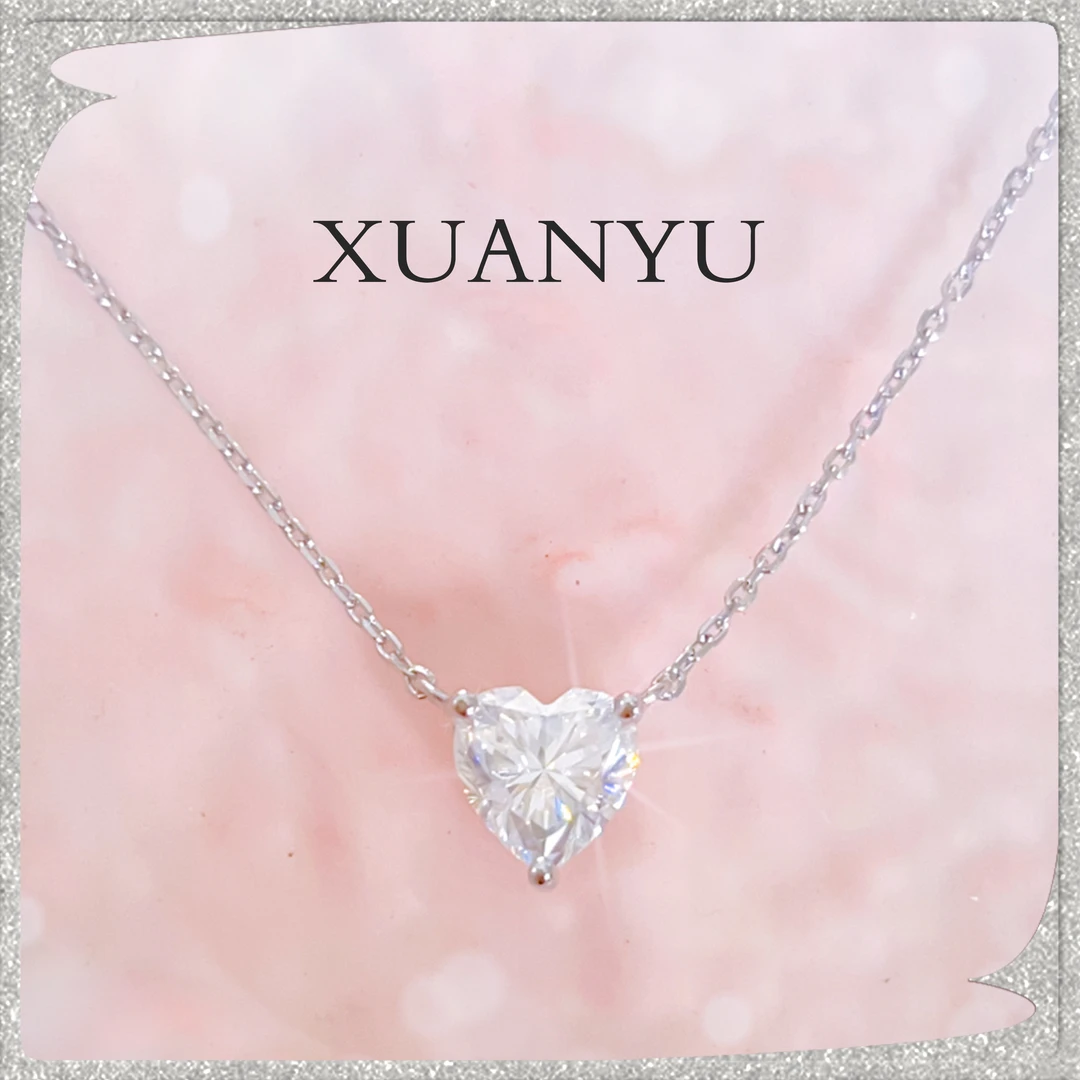 坠链均925银莫桑石 【恋语流光】爱心单钻项链 XY-XL005气质锁骨链