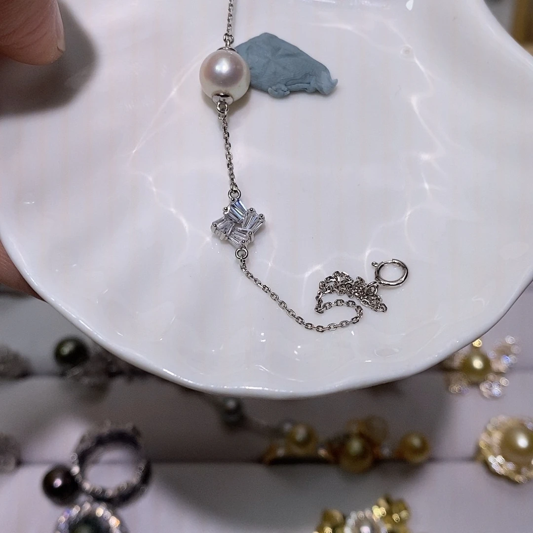 海水珍珠手绳银S925镶嵌