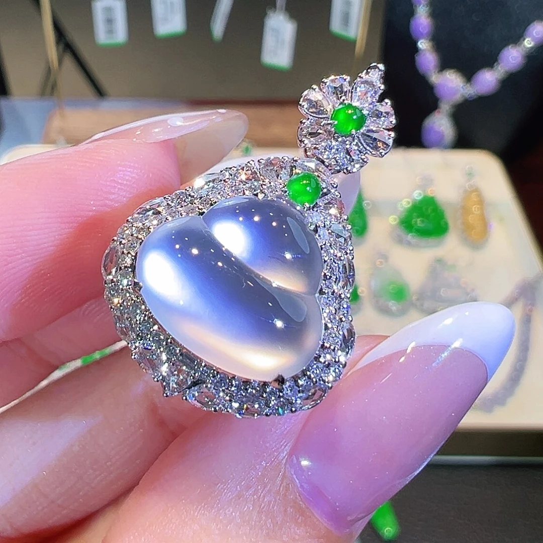 翡翠18K金镶嵌吊坠(不含链)两用款