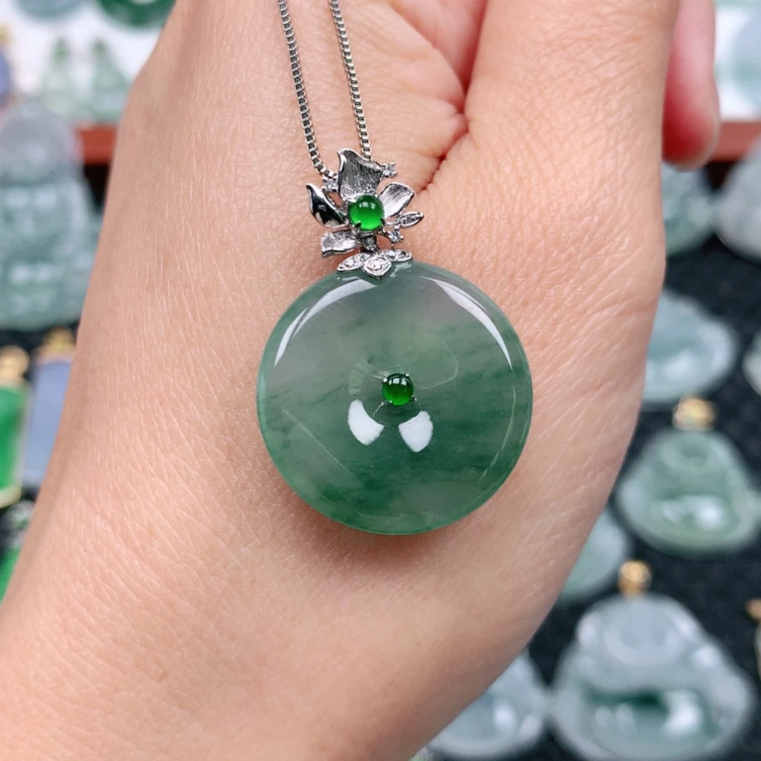 翡翠吊坠(不含链)18K金镶嵌