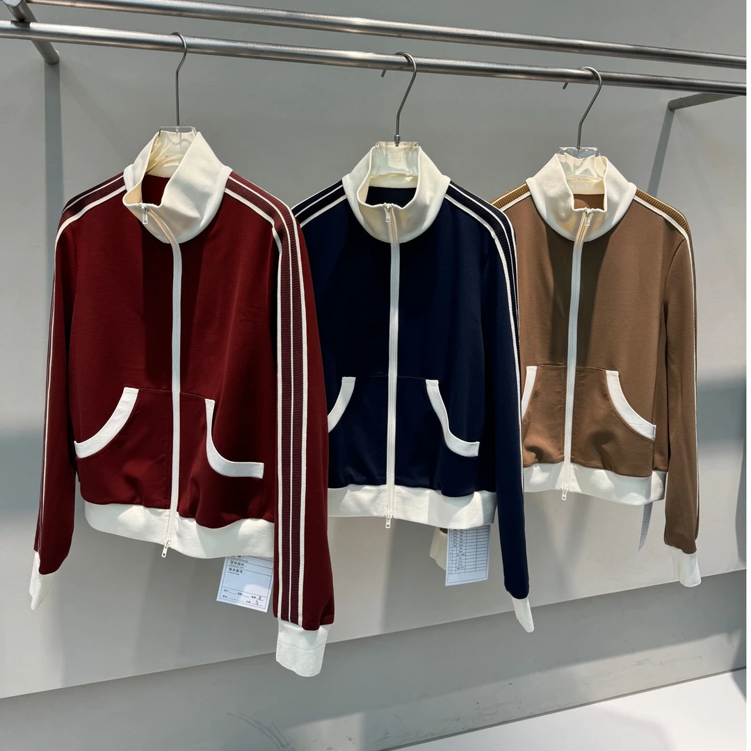 度假运动撞色织带休闲外套气质短款时尚百搭盛世秋冬拼接拼色