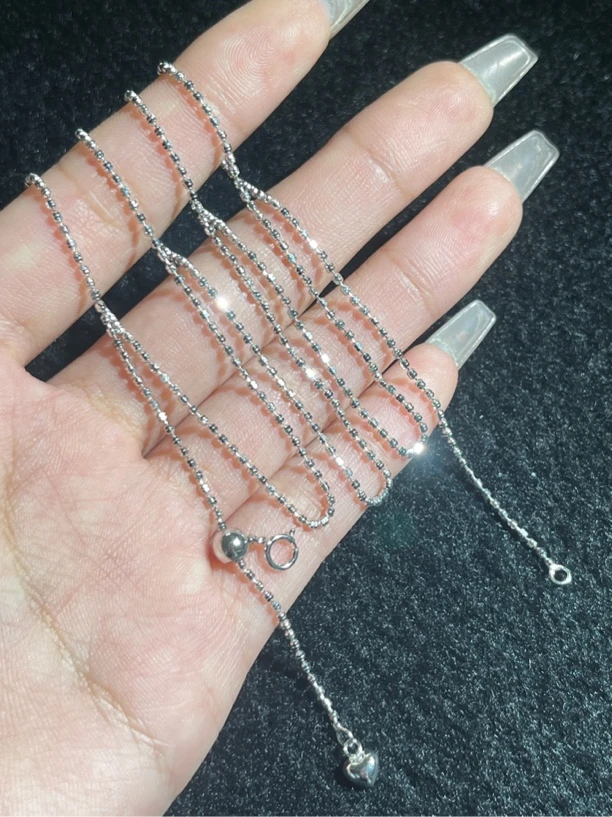 链子925银 S925银百搭毛衣链加长链切割链巨闪可调节项链