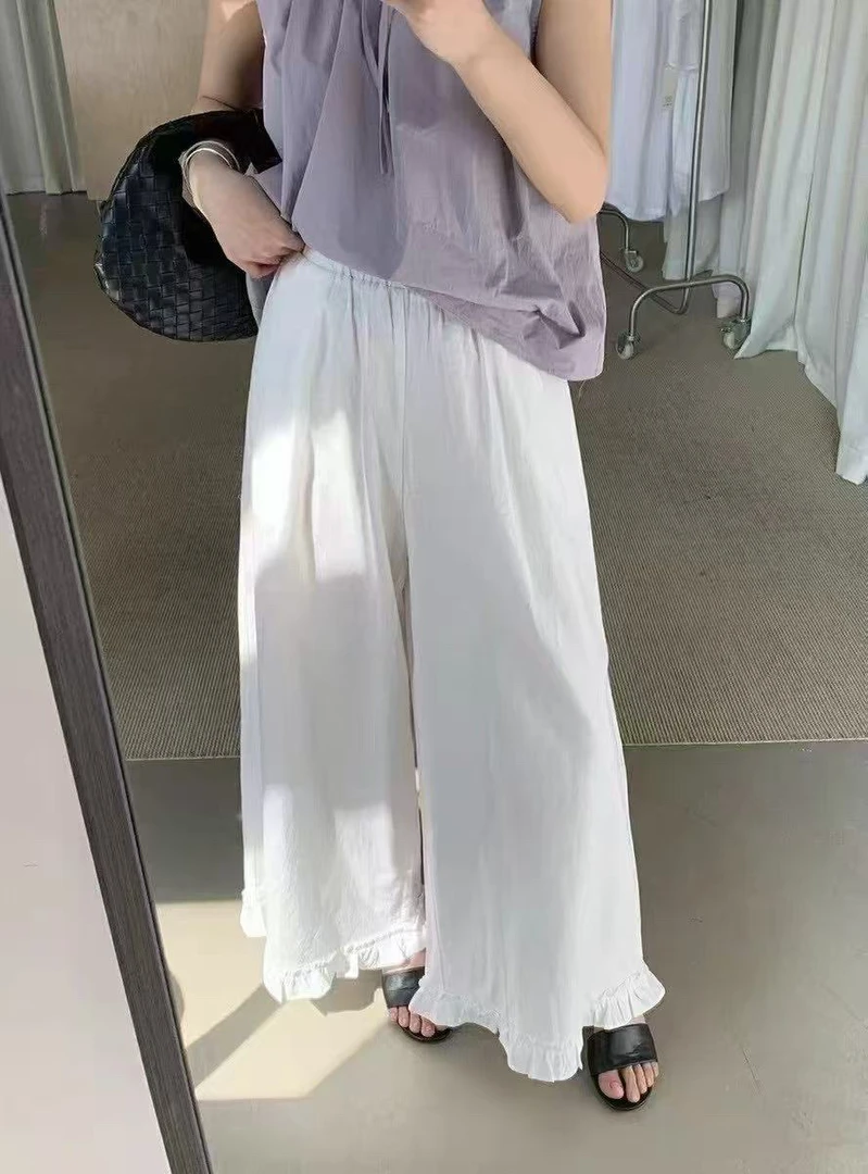 84132 韩系休闲花边阔腿裤（裤长96）