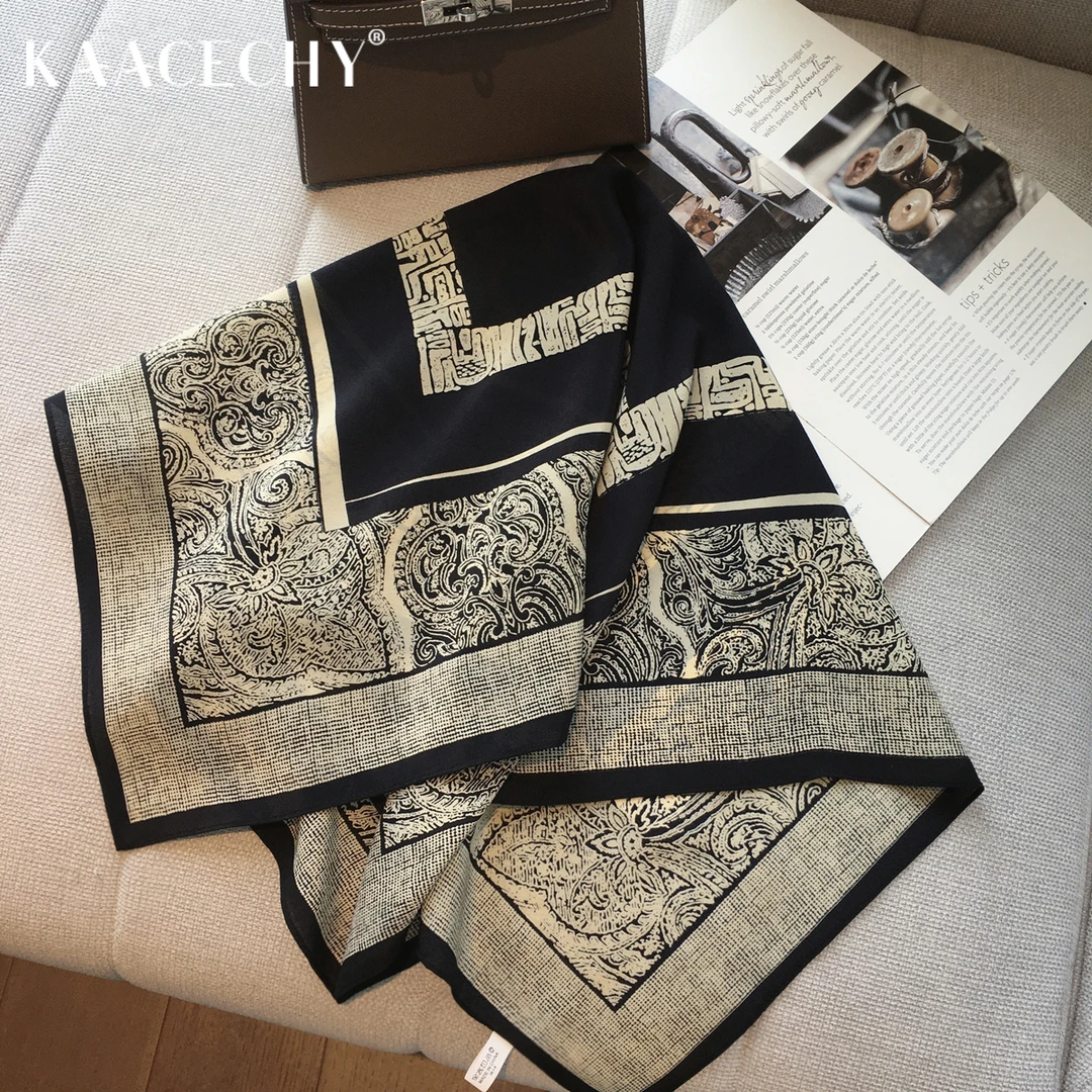 轻奢品牌复古桑蚕丝印花丝巾2025新款真丝中方巾韩版装饰护颈领巾