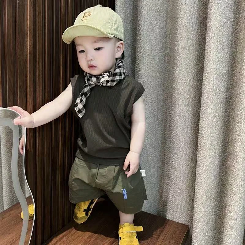 男宝宝夏装衣服婴幼儿夏季薄款无袖背心短裤套装凉快外出两件套潮