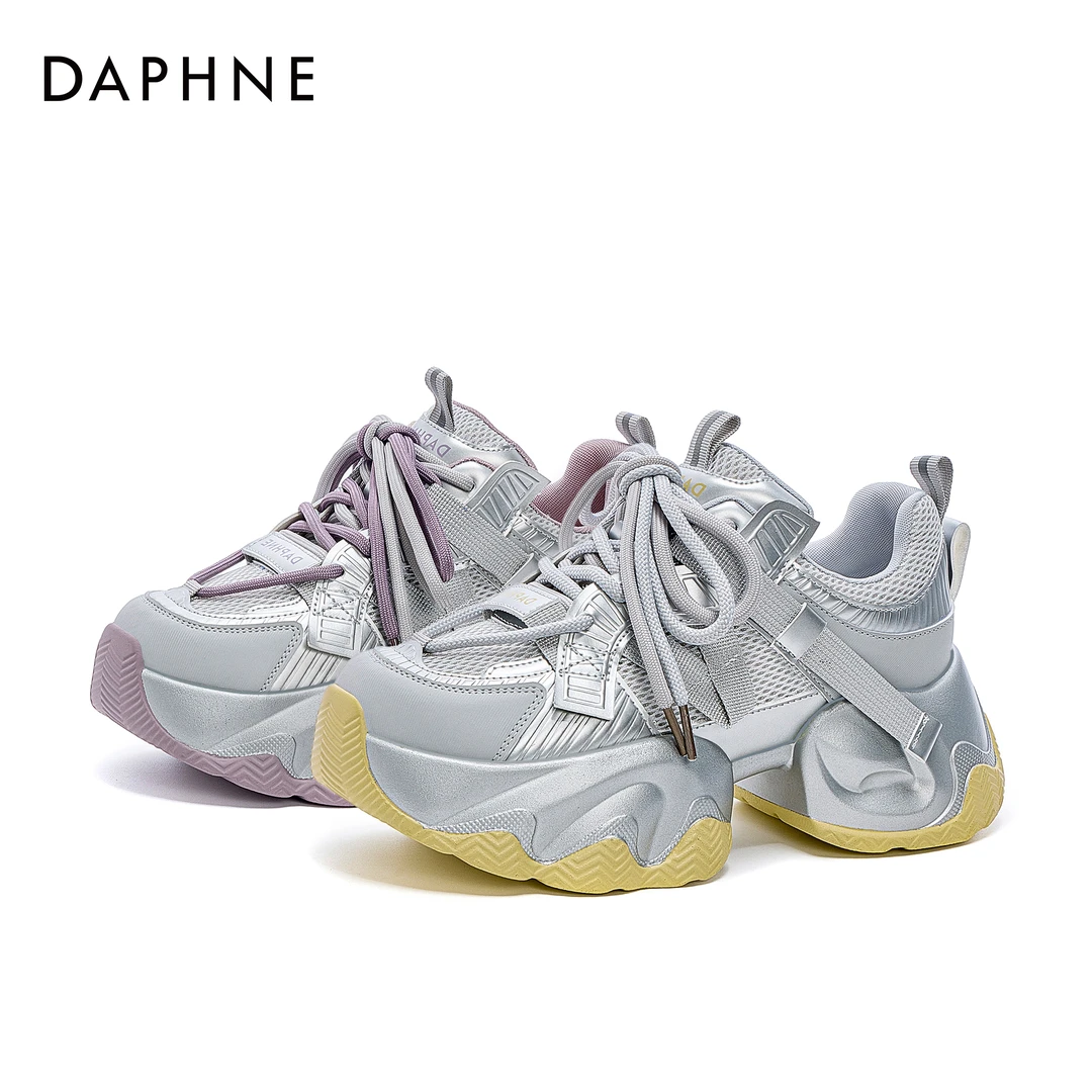 达芙妮新款厚底老爹鞋女2025春季多巴胺配色设计潮流运动风休闲鞋