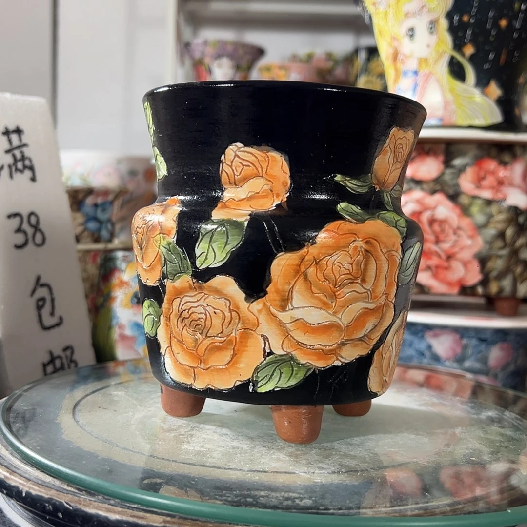 景德镇手绘花盆幸运花盆