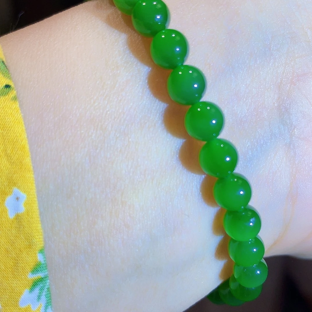 未镶嵌手链和田玉（碧玉）卡6猫眼碧玉手串