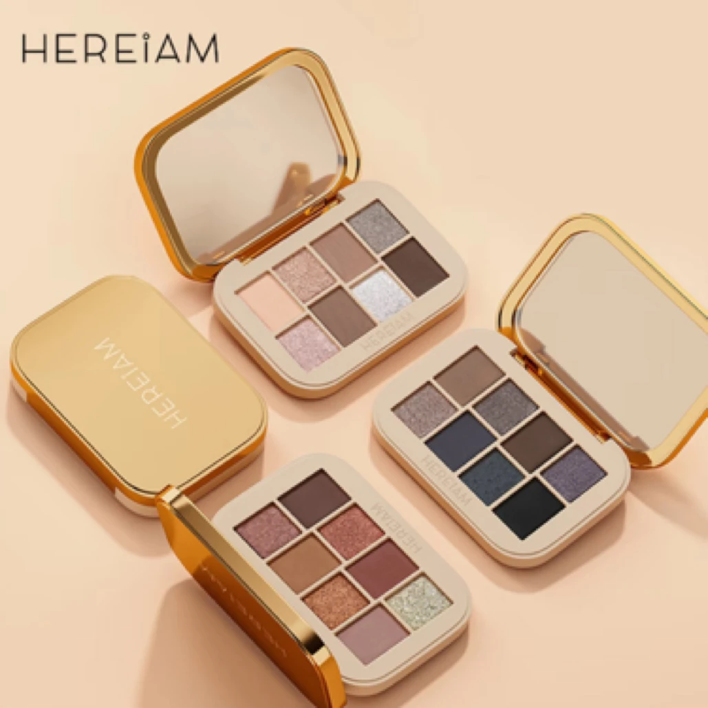 HEREIAM新品防水8色眼影八色盘粉质细腻持久显色自然提亮烟熏眼影
