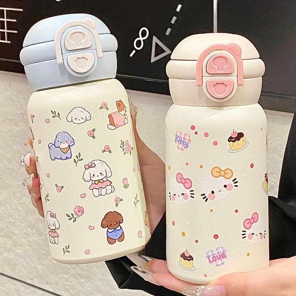 新款保温杯不锈钢学生可爱大容量水杯高颜值双饮吸管ins防摔CHL