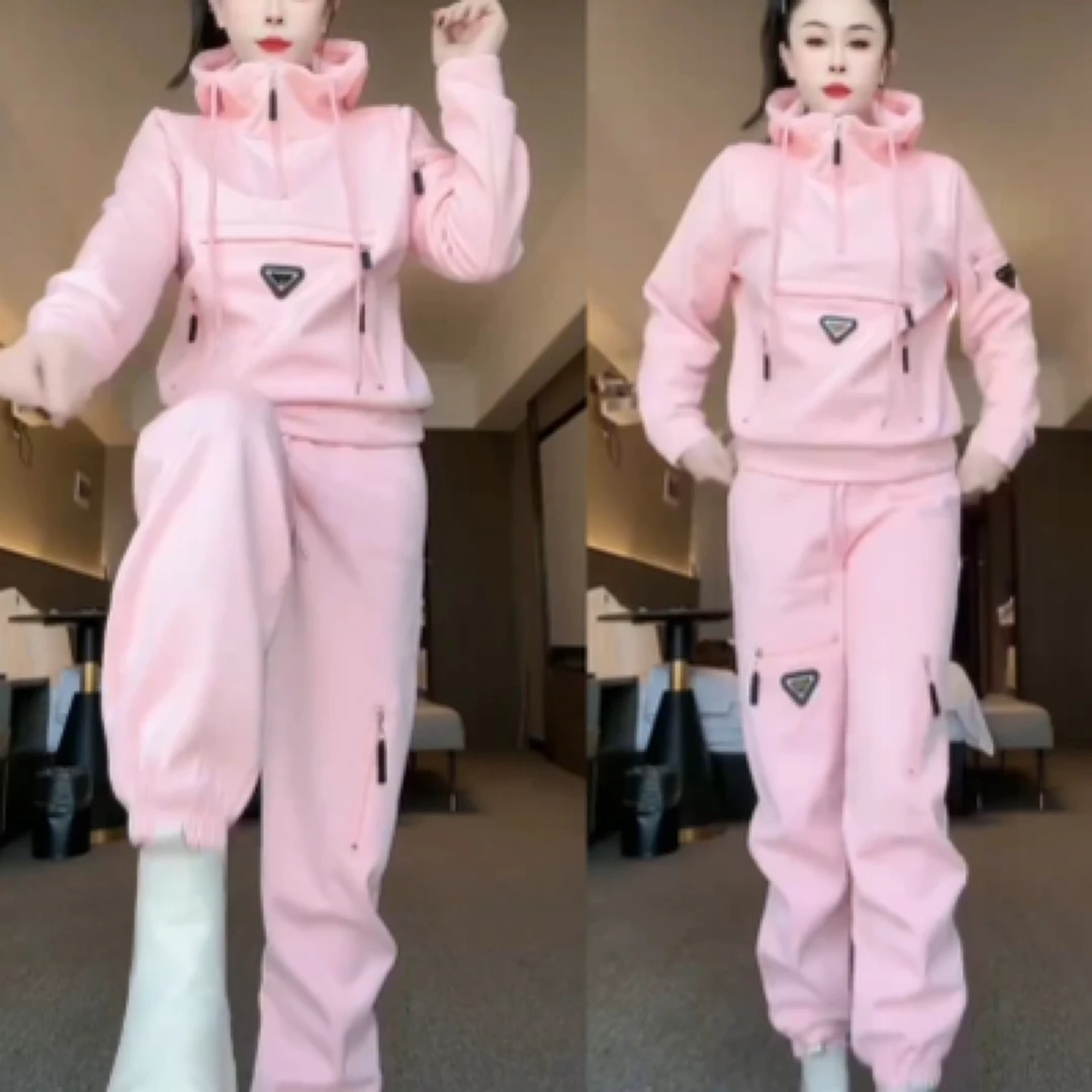 春季新款连帽卫衣工装裤休闲运动套装女减龄显瘦两件套2025春季款