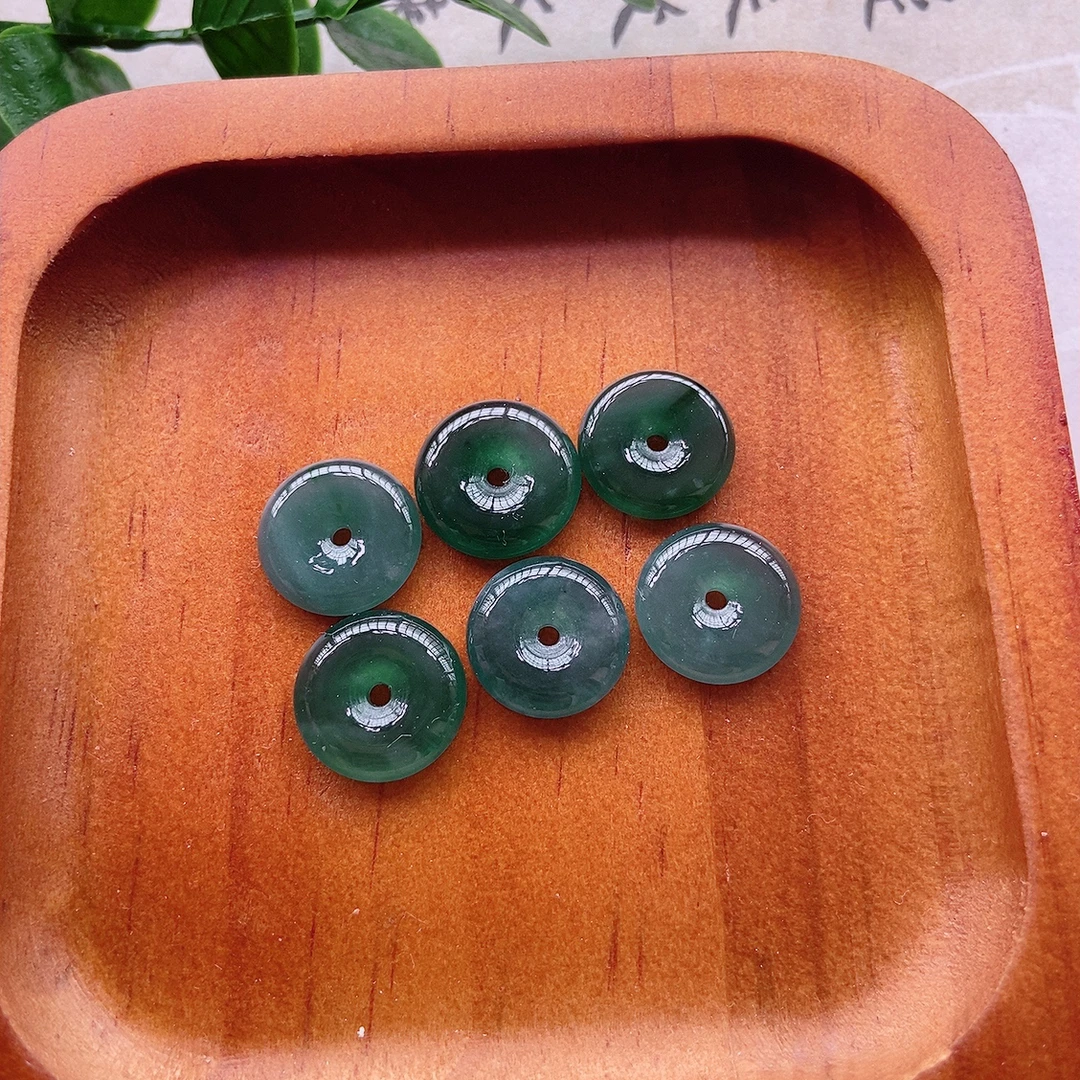 冰种深绿迷你平安扣天然翡翠A货 尺寸约14×3mm 多样性发一个