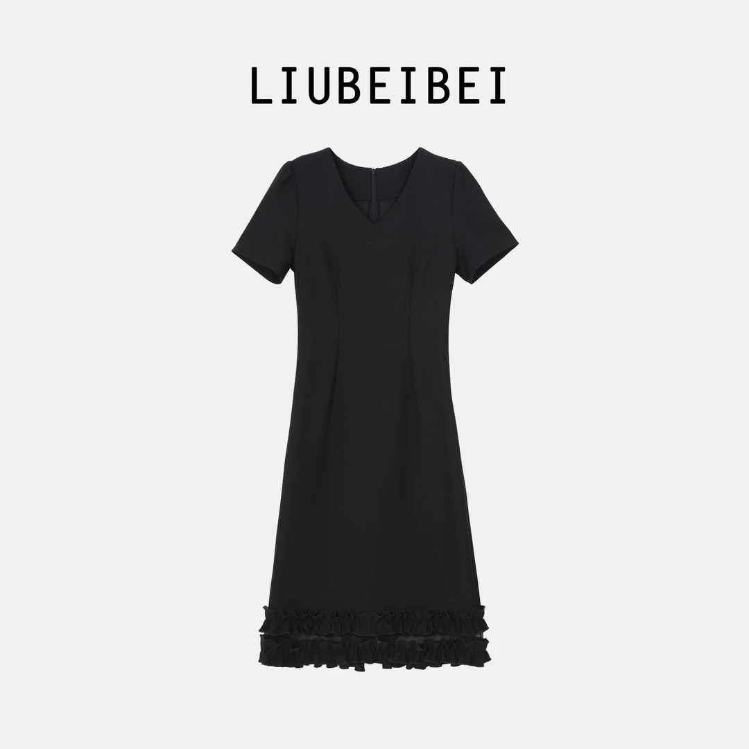 LIUBEIBEI【云朵慕斯】春季新款双层荷叶花边裙摆时尚连衣裙-8758