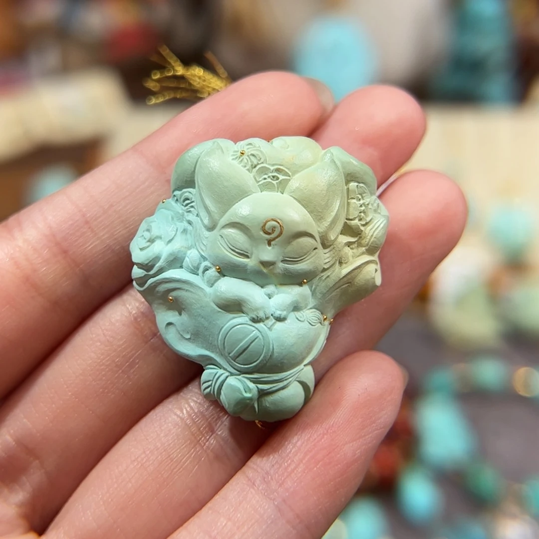 【闪购商品】未镶嵌绿松石珠宝半成品凤九花束雕刻件