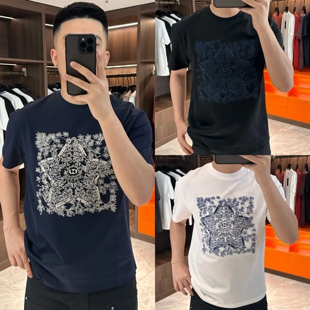态度｜B6983 夏季新款“重工刺绣”匹马棉时尚休闲短袖T恤