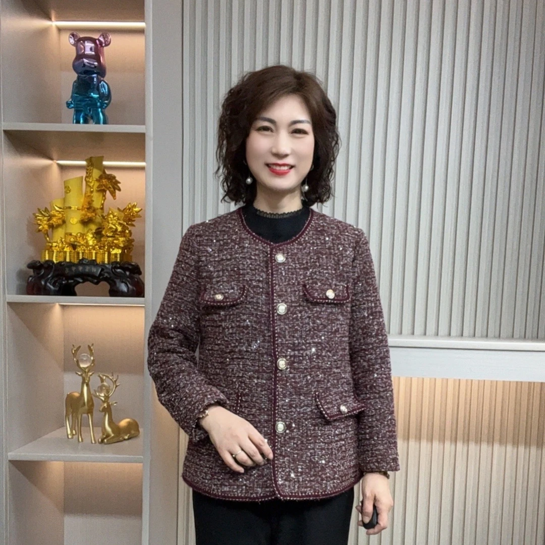 妈妈装流行时尚潮牌女装宽松春秋装大码外套休闲百搭长袖中老年女