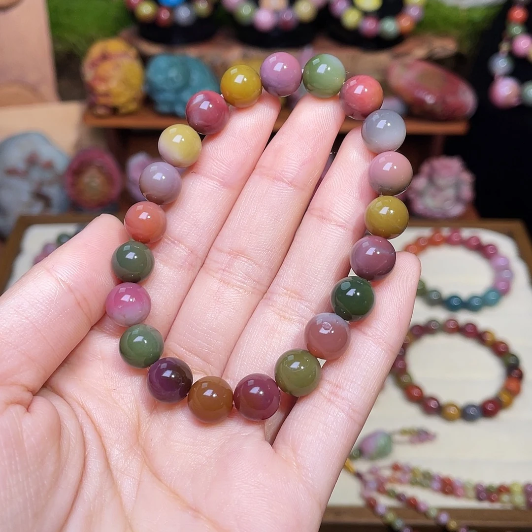玛瑙/玉髓未镶嵌手串盐源玛瑙艳丽色手串