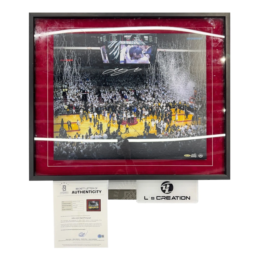 【亲签保真】詹姆斯热火夺冠24寸亲签海报带双证书（可定制礼盒）