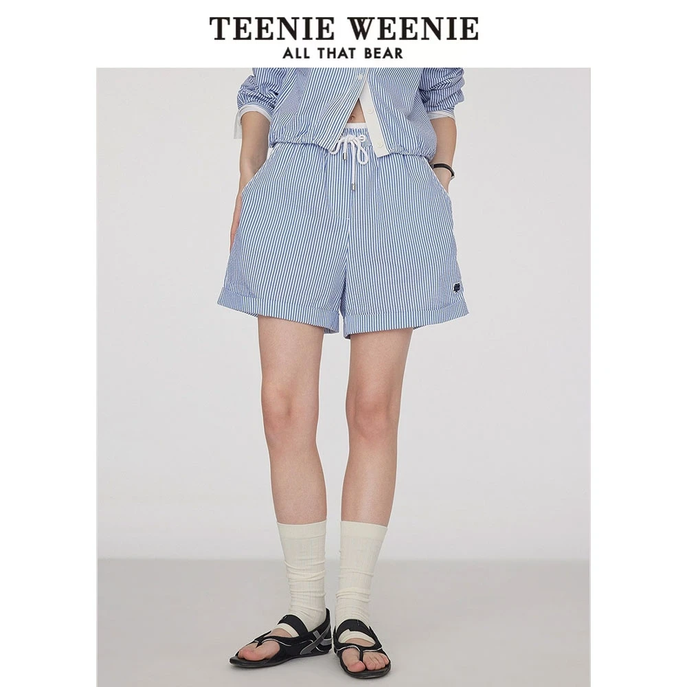 *TeenieWeenie小熊女装短裤25夏简约条纹沙滩度假裤子TTTH252503W