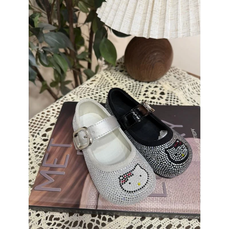 镶钻猫咪公主博肯单鞋2025新款春季公主鞋软底女童单鞋5AGAS150