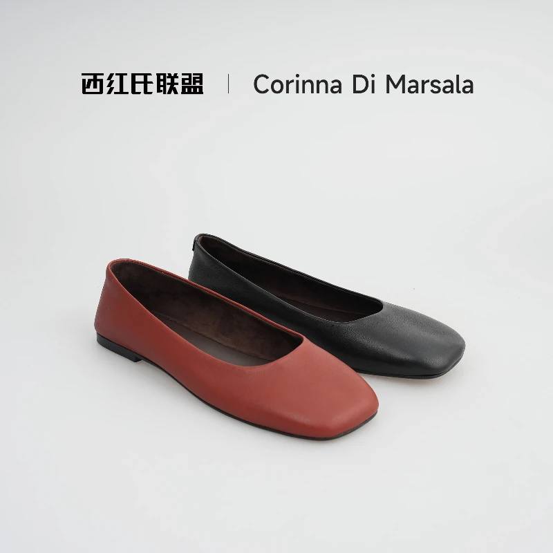 【小马＆大壮】【西红氏联盟】时尚真皮圆头舒适单鞋255-1跟高1cm
