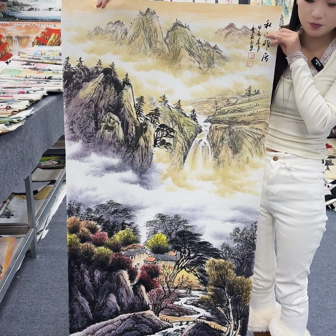 国画作品小姐姐放漏中