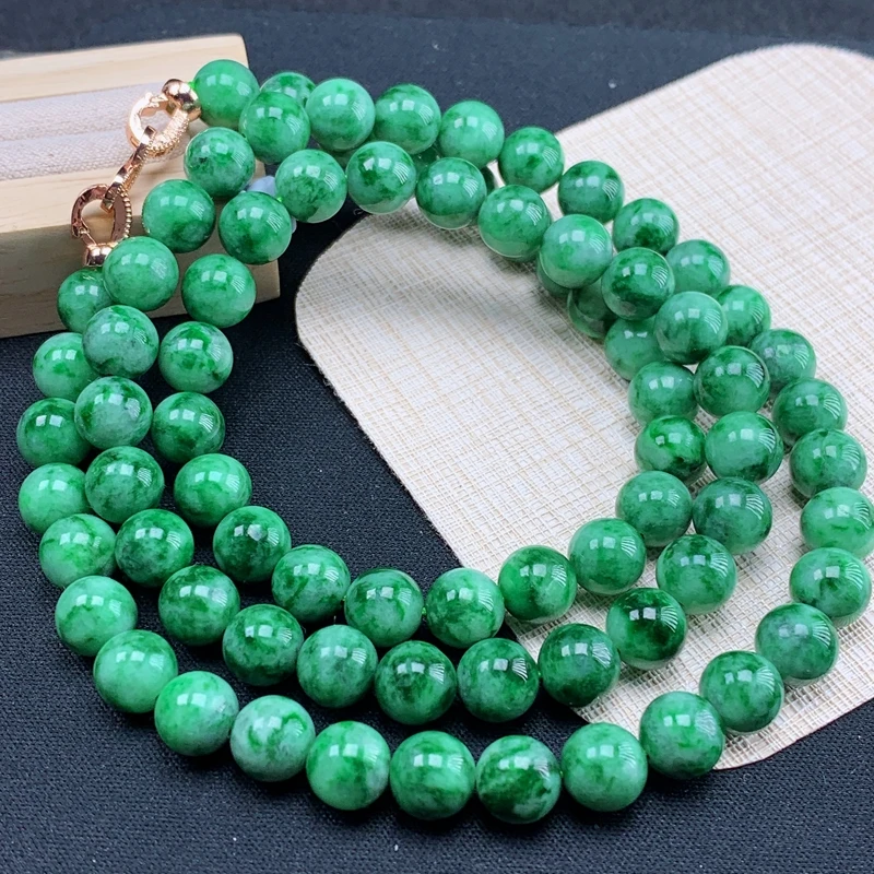 单珠约卡8.2缅甸纯天然A货翡翠老种玉器阳绿色项链手串送礼