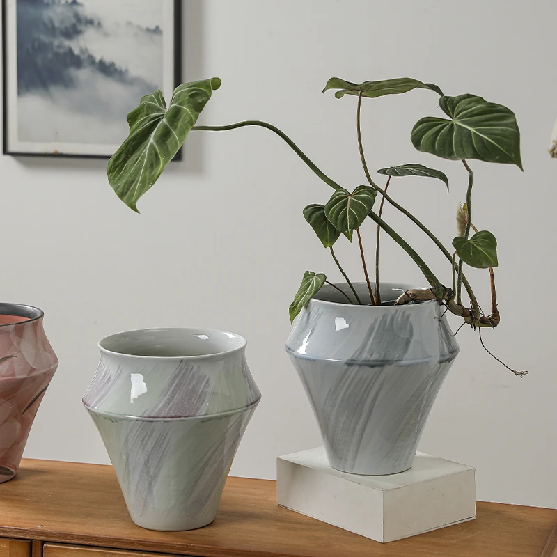 景德镇新款陶瓷花盆新中式大号高级家用绿植盆栽专用陶盆文竹冬青